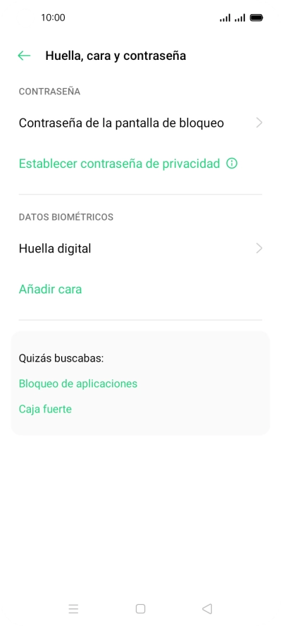 Pulsa Huella digital e introduce el código de seguridad extra que has creado anteriormente. Pulsa Huella digital e introduce el código de seguridad extra que has creado anteriormente.