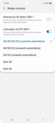 Pulsa el tipo de red deseado. Pulsa el tipo de red deseado.