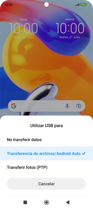 Pulsa Transferencia de archivos/Android Auto. Pulsa Transferencia de archivos/Android Auto.