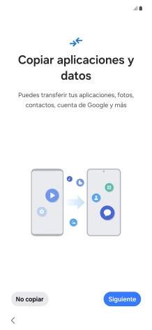 Puedes transferir el contenido de otro teléfono cuando activas tu teléfono por primera vez y cuando lo has restablecido. Cuando aparezca en la pantalla del teléfono esta imagen, ya está listo para la transmisión del contenido del otro teléfono. Puedes transferir el contenido de otro teléfono cuando activas tu teléfono por primera vez y cuando lo has restablecido. Cuando aparezca en la pantalla del teléfono esta imagen, ya está listo para la transmisión del contenido del otro teléfono.