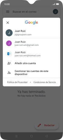 Pulsa la cuenta de correo electrónico deseada. Pulsa la cuenta de correo electrónico deseada.