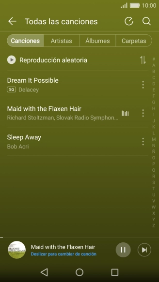 Pulsa el título de la canción en la parte inferior de la pantalla. Pulsa el título de la canción en la parte inferior de la pantalla.