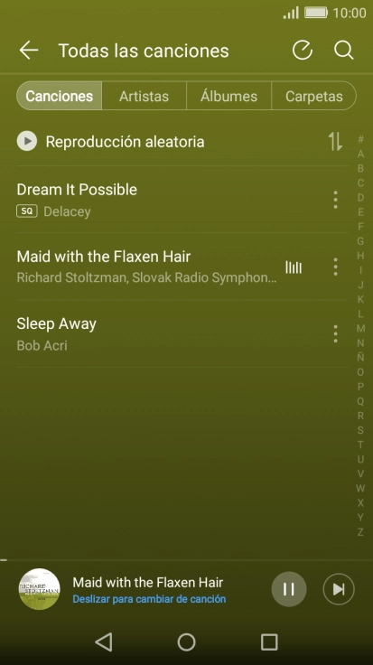 Pulsa el título de la canción en la parte inferior de la pantalla. Pulsa el título de la canción en la parte inferior de la pantalla.
