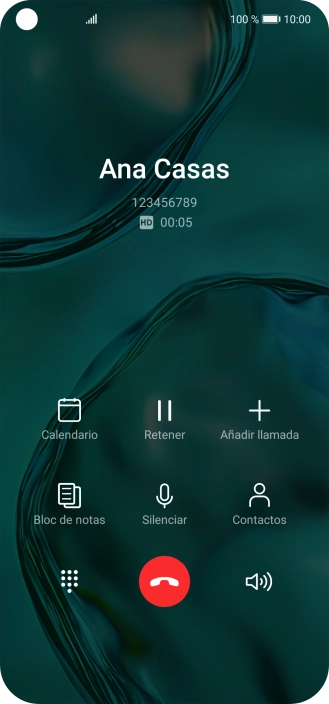 Pulsa el icono de finalizar llamada. Pulsa el icono de finalizar llamada.