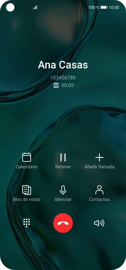 Pulsa el icono de finalizar llamada. Pulsa el icono de finalizar llamada.