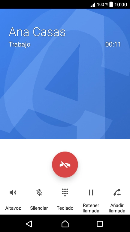Pulsa el icono de finalizar llamada. Pulsa el icono de finalizar llamada.