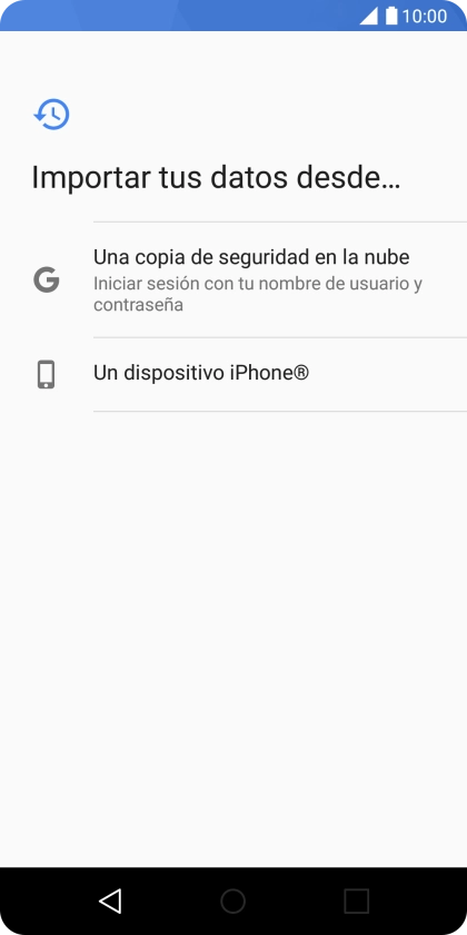 Pulsa la opción deseada y sigue las indicaciones de la pantalla para transferir contenido desde el otro teléfono y finalizar la activación de tu teléfono. Pulsa la opción deseada y sigue las indicaciones de la pantalla para transferir contenido desde el otro teléfono y finalizar la activación de tu teléfono.