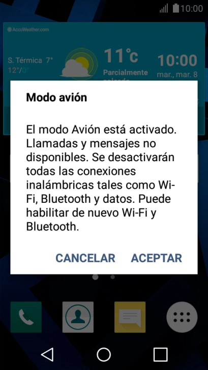 Pulsa ACEPTAR para activar la función. Pulsa ACEPTAR para activar la función.