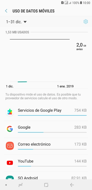 Y el consumo de datos de cada aplicación aparece junto a ellas. Y el consumo de datos de cada aplicación aparece junto a ellas.