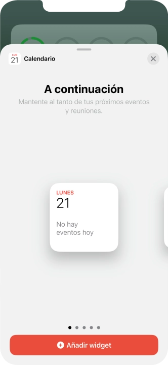 Desliza el dedo hacia la derecha o hacia la izquierda por la pantalla para seleccionar el tamaño de widget deseado. Desliza el dedo hacia la derecha o hacia la izquierda por la pantalla para seleccionar el tamaño de widget deseado.