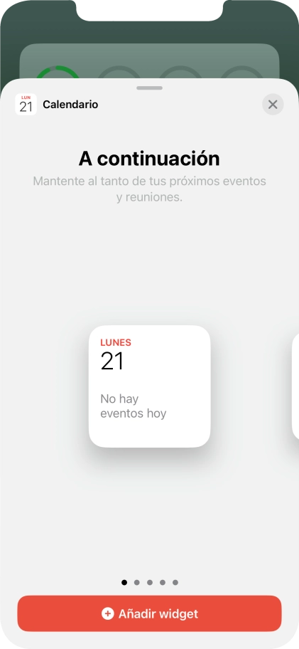 Desliza el dedo hacia la derecha o hacia la izquierda por la pantalla para seleccionar el tamaño de widget deseado. Desliza el dedo hacia la derecha o hacia la izquierda por la pantalla para seleccionar el tamaño de widget deseado.