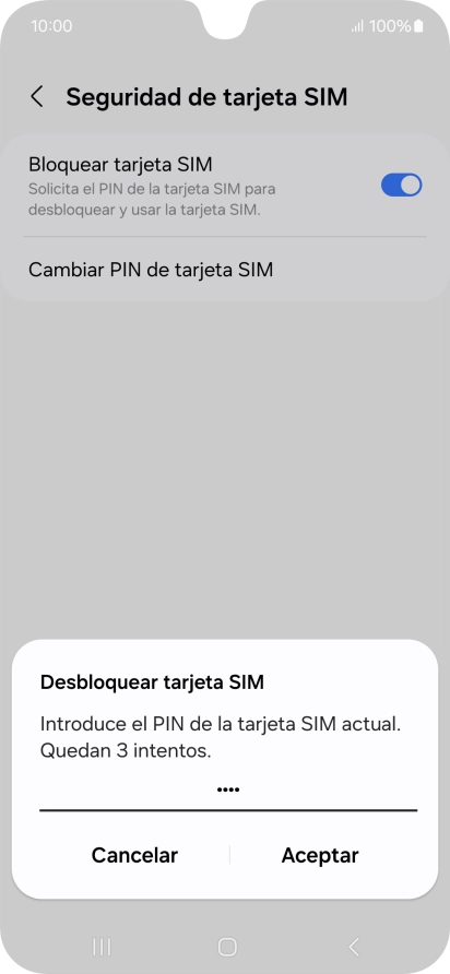 Introduce tu código PIN y pulsa Aceptar. Introduce tu código PIN y pulsa Aceptar.