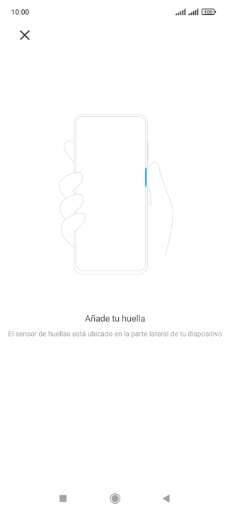 Sigue las indicaciones de la pantalla para crear una huella digital como código de seguridad. Sigue las indicaciones de la pantalla para crear una huella digital como código de seguridad.