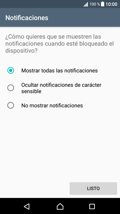 Pulsa el ajuste deseado. Pulsa el ajuste deseado.