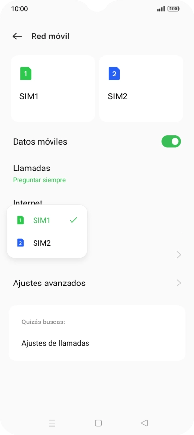 Pulsa la tarjeta SIM deseada. Pulsa la tarjeta SIM deseada.