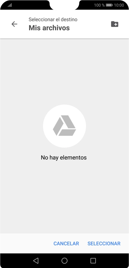 Si deseas crear una nueva carpeta, pulsa el icono de nueva carpeta y sigue las indicaciones de la pantalla para crearla. Si deseas crear una nueva carpeta, pulsa el icono de nueva carpeta y sigue las indicaciones de la pantalla para crearla.