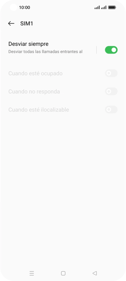 Pulsa el indicador junto al tipo de desvío deseado. Pulsa el indicador junto al tipo de desvío deseado.