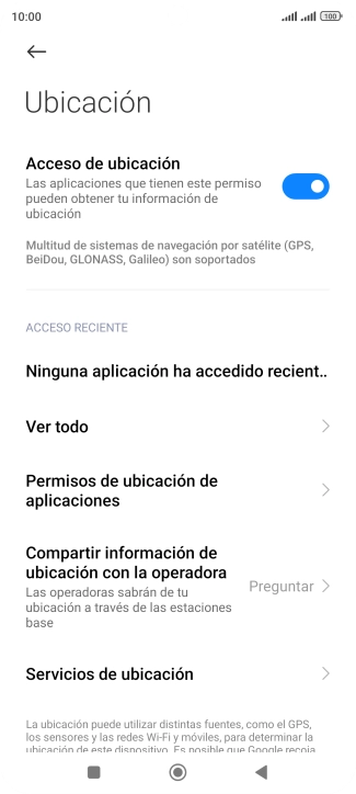 Pulsa Permisos de ubicación de aplicaciones. Pulsa Permisos de ubicación de aplicaciones.