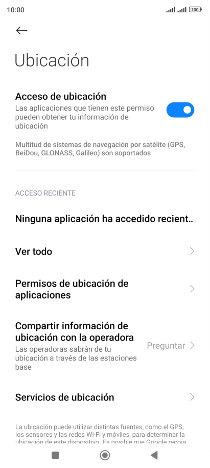 Pulsa Permisos de ubicación de aplicaciones. Pulsa Permisos de ubicación de aplicaciones.