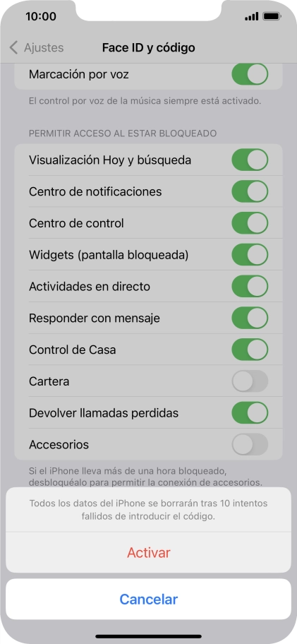 Si activas la función, pulsa Activar. Si activas la función, pulsa Activar.