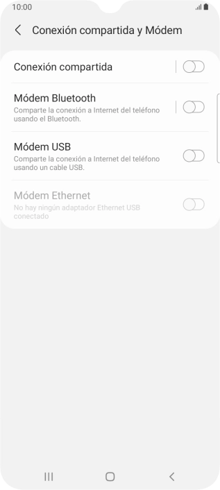 Pulsa Conexión compartida. Pulsa Conexión compartida.