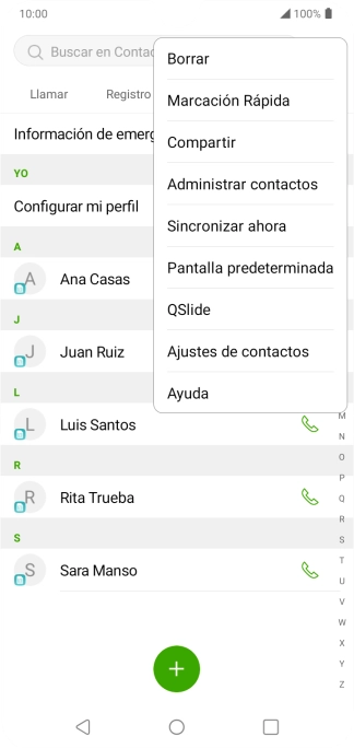 Pulsa Administrar contactos. Pulsa Administrar contactos.