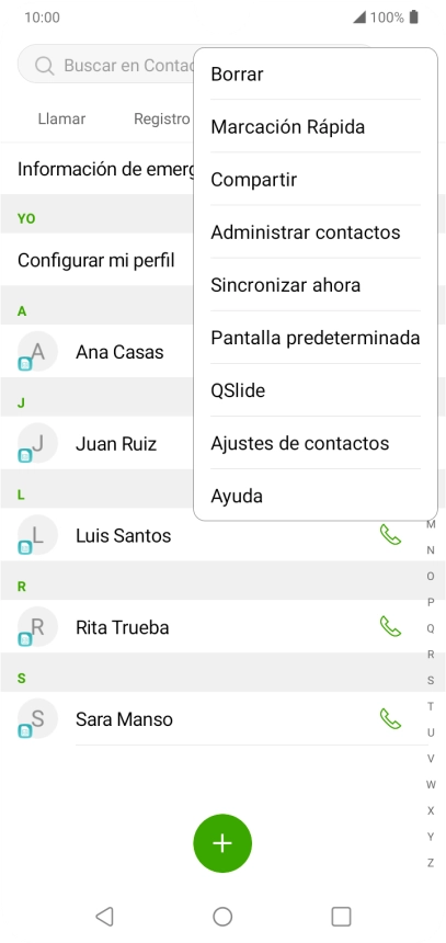 Pulsa Administrar contactos. Pulsa Administrar contactos.
