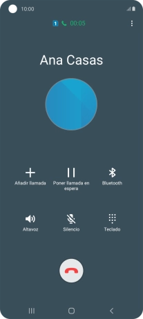 Pulsa el icono de finalizar llamada. Pulsa el icono de finalizar llamada.