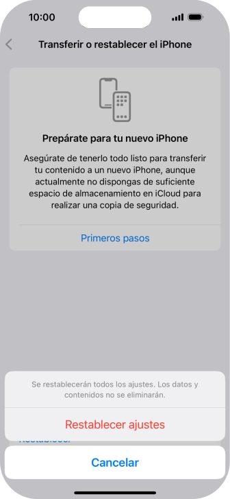 Pulsa Restablecer ajustes. Pulsa Restablecer ajustes.