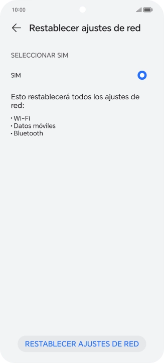Pulsa RESTABLECER AJUSTES DE RED. Pulsa RESTABLECER AJUSTES DE RED.