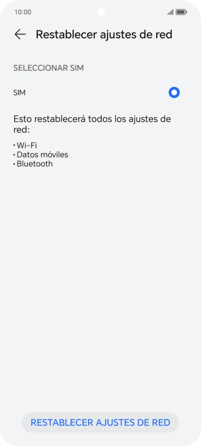 Pulsa RESTABLECER AJUSTES DE RED. Pulsa RESTABLECER AJUSTES DE RED.