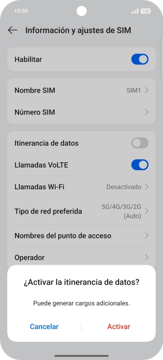 Si activas la función, pulsa Activar. Si activas la función, pulsa Activar.