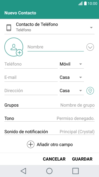 Pulsa Nombre e introduce el nombre. Pulsa Nombre e introduce el nombre.