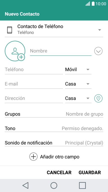 Pulsa Nombre e introduce el nombre. Pulsa Nombre e introduce el nombre.