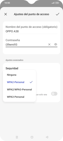 Pulsa WPA3-Personal para proteger la conexión wifi con una contraseña. Pulsa WPA3-Personal para proteger la conexión wifi con una contraseña.