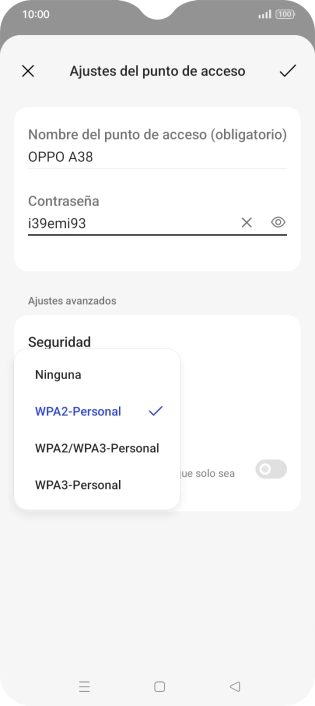 Pulsa WPA3-Personal para proteger la conexión wifi con una contraseña. Pulsa WPA3-Personal para proteger la conexión wifi con una contraseña.