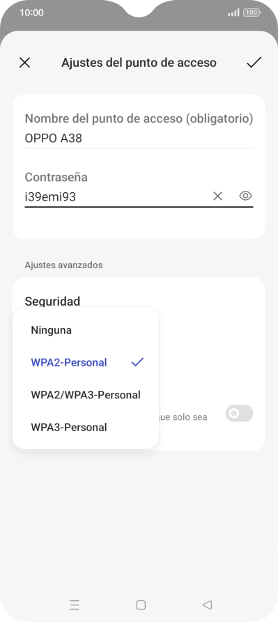 Pulsa WPA3-Personal para proteger la conexión wifi con una contraseña. Pulsa WPA3-Personal para proteger la conexión wifi con una contraseña.