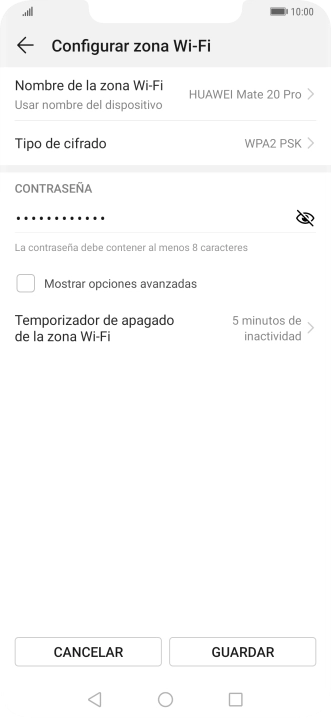 Pulsa Nombre de la zona Wi-Fi. Pulsa Nombre de la zona Wi-Fi.