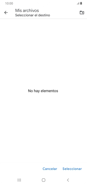 Si deseas crear una nueva carpeta, pulsa el icono de nueva carpeta y sigue las indicaciones de la pantalla para crearla. Si deseas crear una nueva carpeta, pulsa el icono de nueva carpeta y sigue las indicaciones de la pantalla para crearla.