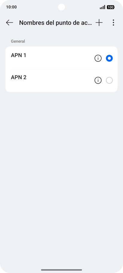Pulsa en el campo junto a la conexión de datos para activarla. Pulsa en el campo junto a la conexión de datos para activarla.