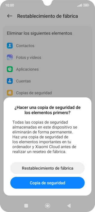 Pulsa Restablecimiento de fábrica. Pulsa Restablecimiento de fábrica.