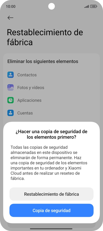 Pulsa Restablecimiento de fábrica. Pulsa Restablecimiento de fábrica.