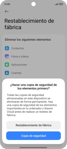Pulsa Restablecimiento de fábrica. Pulsa Restablecimiento de fábrica.