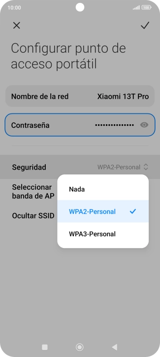 Pulsa WPA3-Personal para proteger la conexión wifi con una contraseña. Pulsa WPA3-Personal para proteger la conexión wifi con una contraseña.