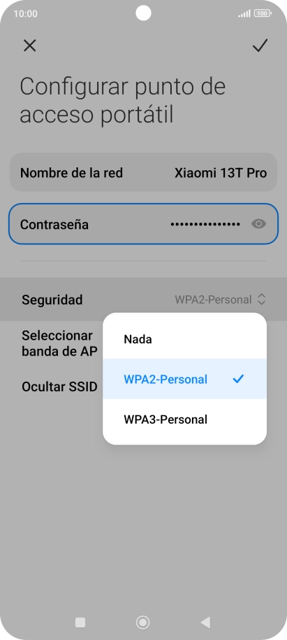 Pulsa WPA3-Personal para proteger la conexión wifi con una contraseña. Pulsa WPA3-Personal para proteger la conexión wifi con una contraseña.