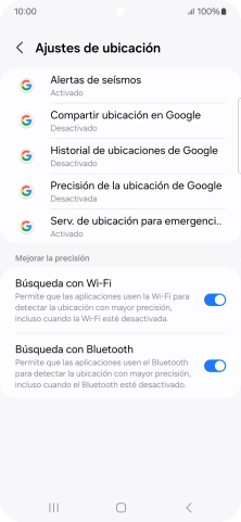 Pulsa Precisión de la ubicación de Google. Pulsa Precisión de la ubicación de Google.