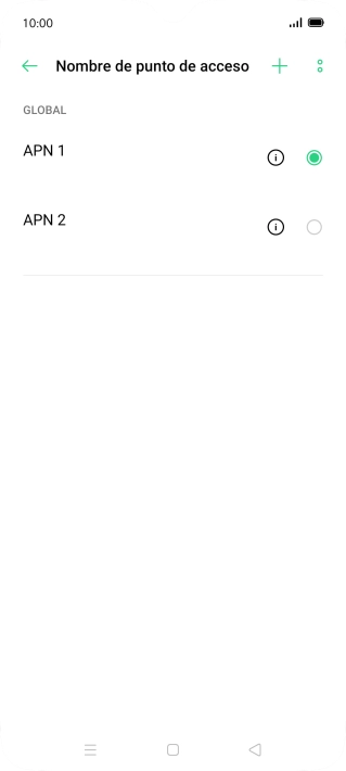Pulsa en el campo junto a la conexión de datos para activarla. Pulsa en el campo junto a la conexión de datos para activarla.