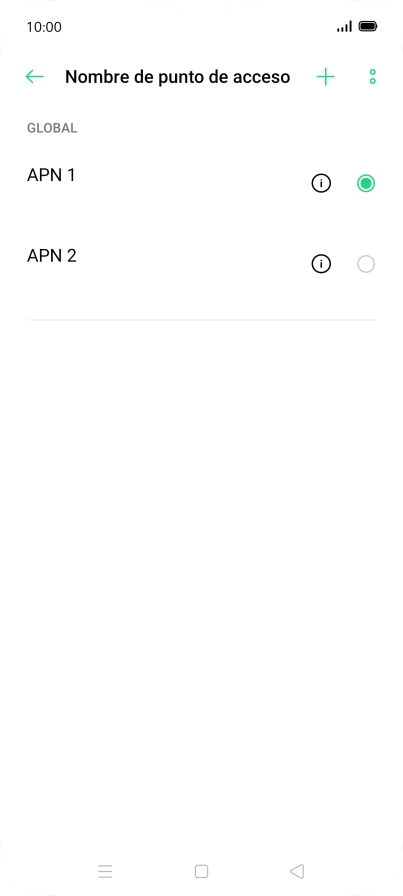 Pulsa en el campo junto a la conexión de datos para activarla. Pulsa en el campo junto a la conexión de datos para activarla.