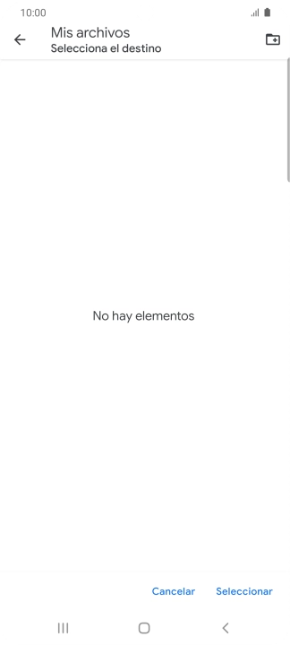 Si deseas crear una nueva carpeta, pulsa el icono de nueva carpeta y sigue las indicaciones de la pantalla para crearla. Si deseas crear una nueva carpeta, pulsa el icono de nueva carpeta y sigue las indicaciones de la pantalla para crearla.