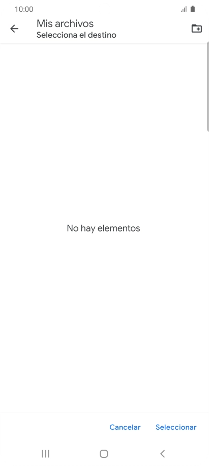 Si deseas crear una nueva carpeta, pulsa el icono de nueva carpeta y sigue las indicaciones de la pantalla para crearla. Si deseas crear una nueva carpeta, pulsa el icono de nueva carpeta y sigue las indicaciones de la pantalla para crearla.